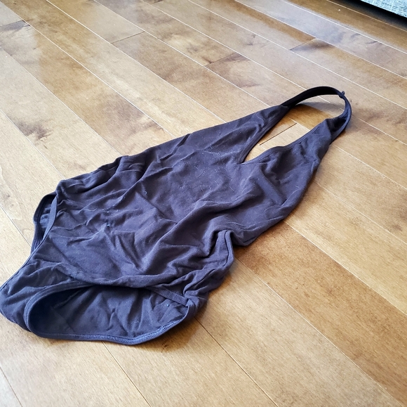 American Apparel brown halter open-back bodysuit - Picture 2 of 5